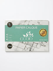 Pochette Papier Calque Ecolo A4 - 12 feuilles (90g) pour dessin