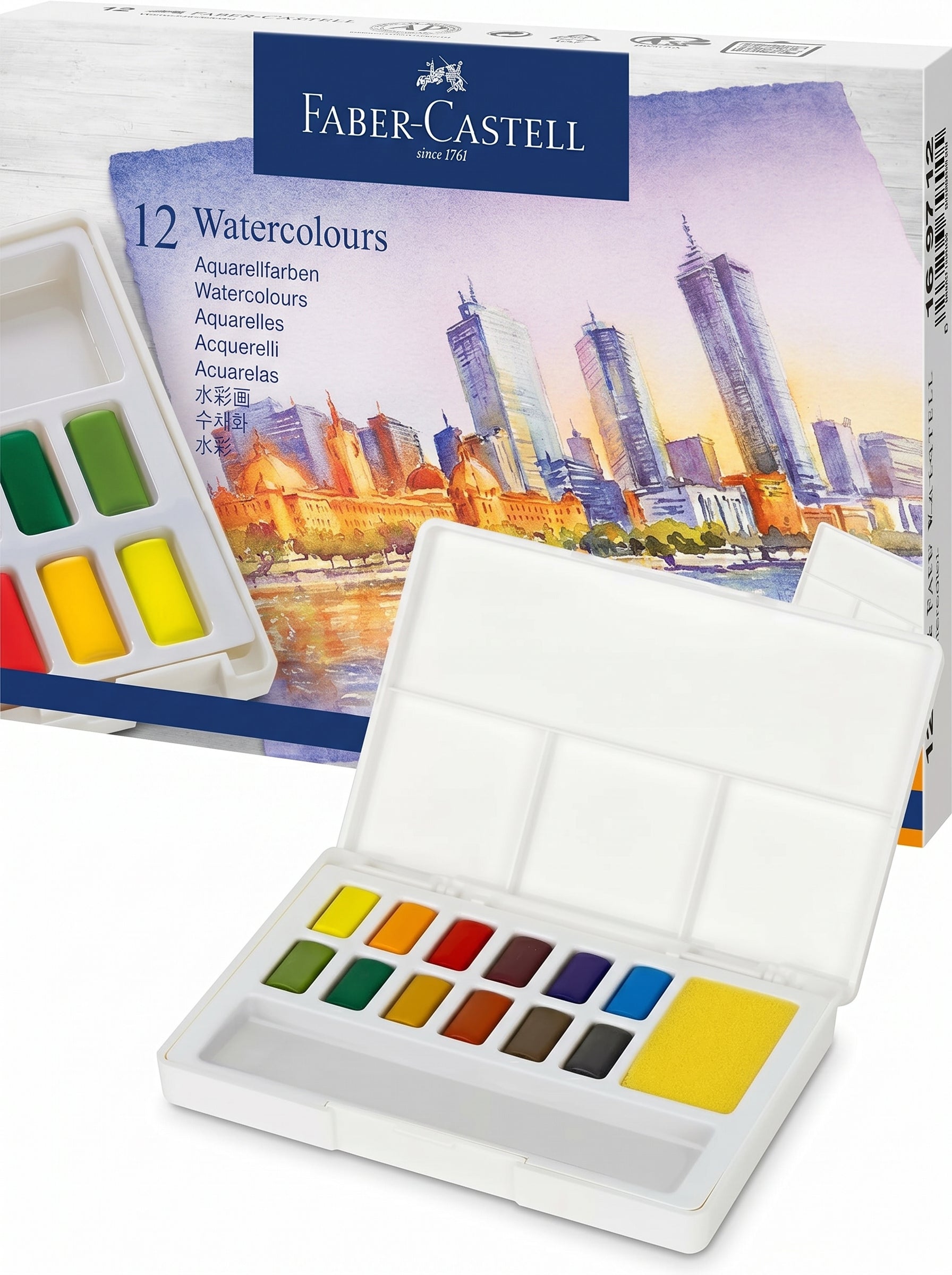 Peinture Aquarelle 12 Couleurs Faber-Castell - Qualité Beaux-Arts