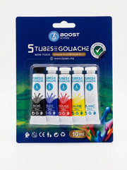 Peinture gouache 5 tubes Boost School – Kit de peinture scolaire