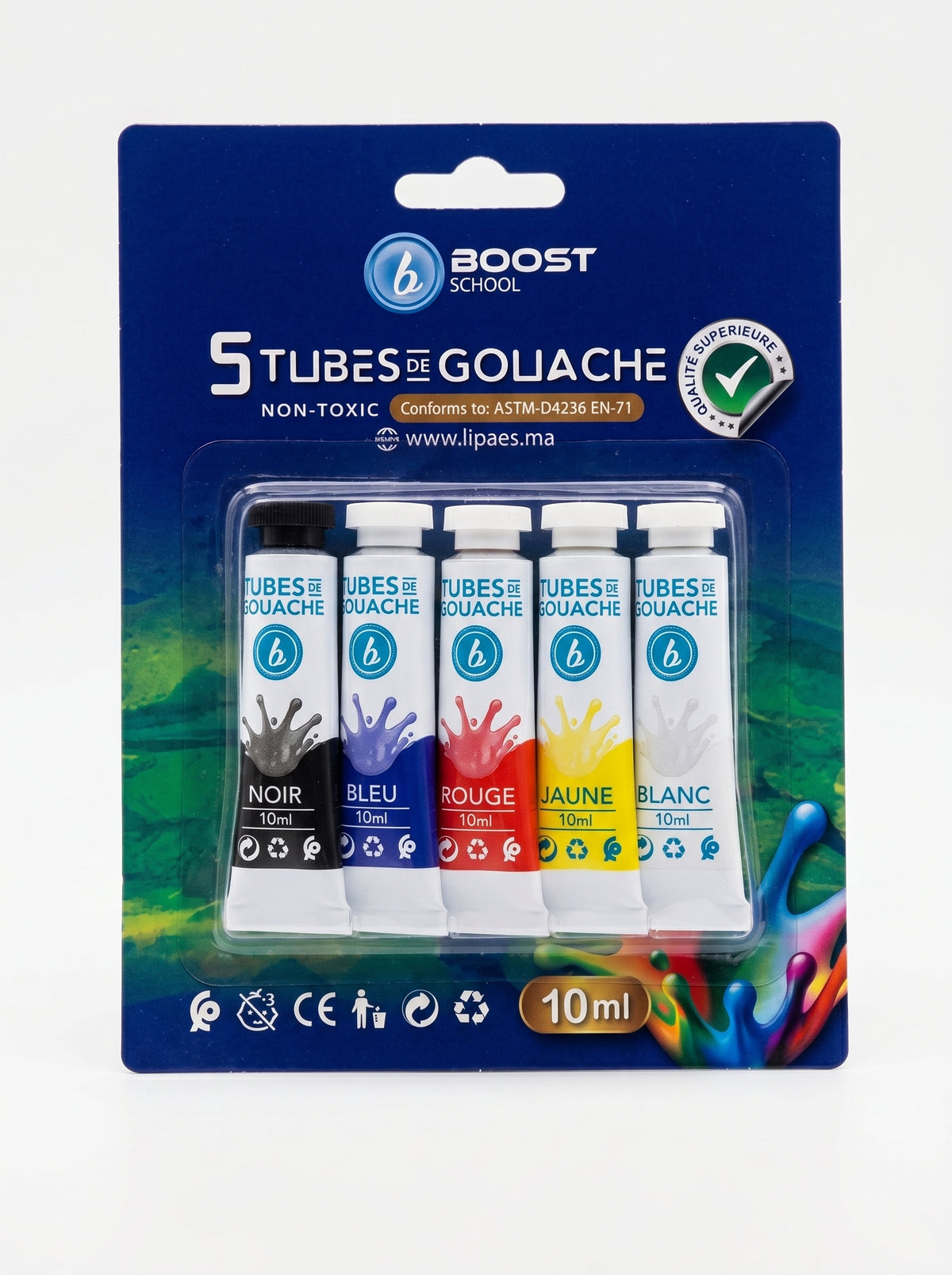 Peinture gouache 5 tubes Boost School – Kit de peinture scolaire