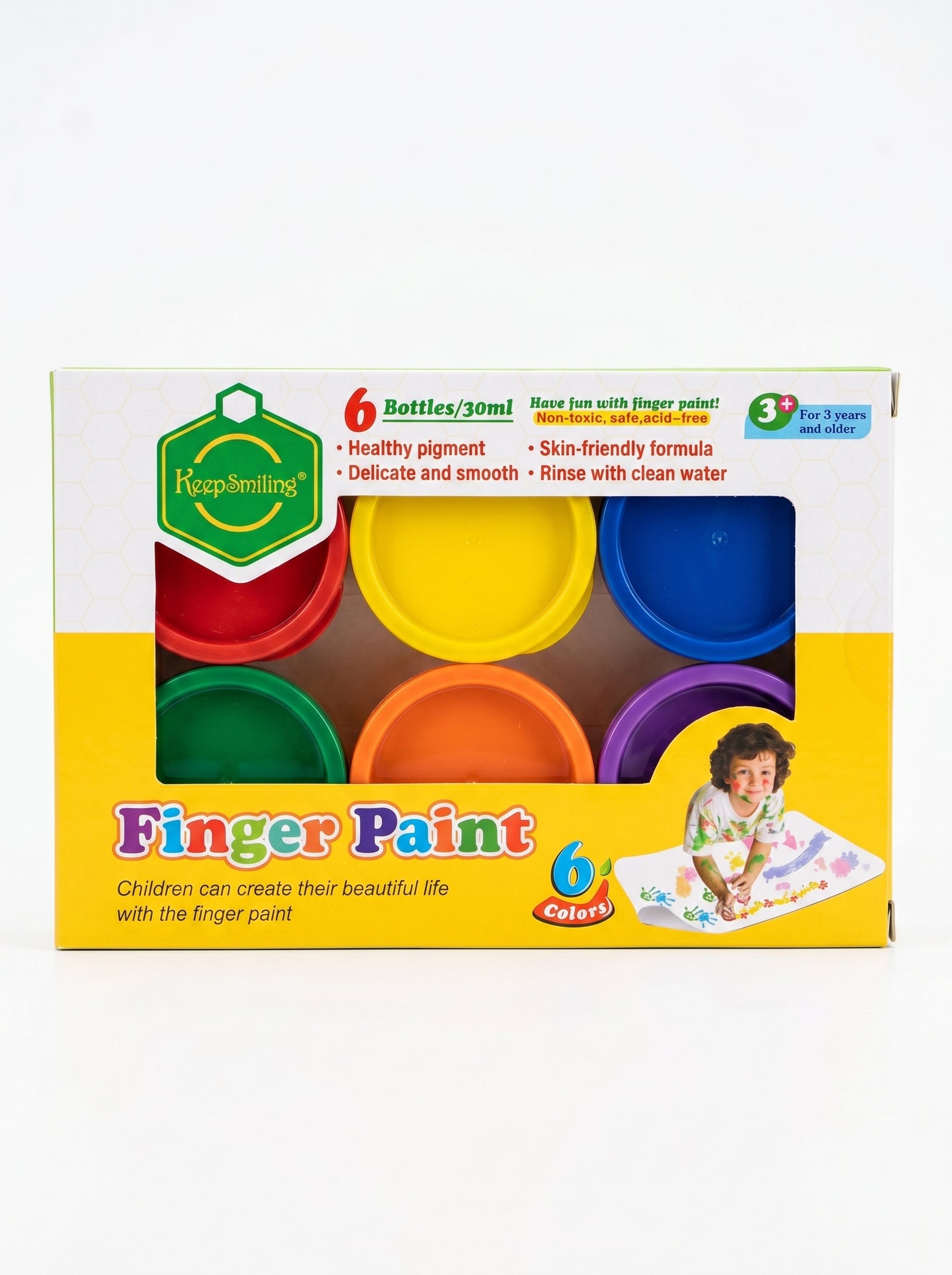 Peinture à Doigts 6 Couleurs KEEP SMILING - Pour Enfants