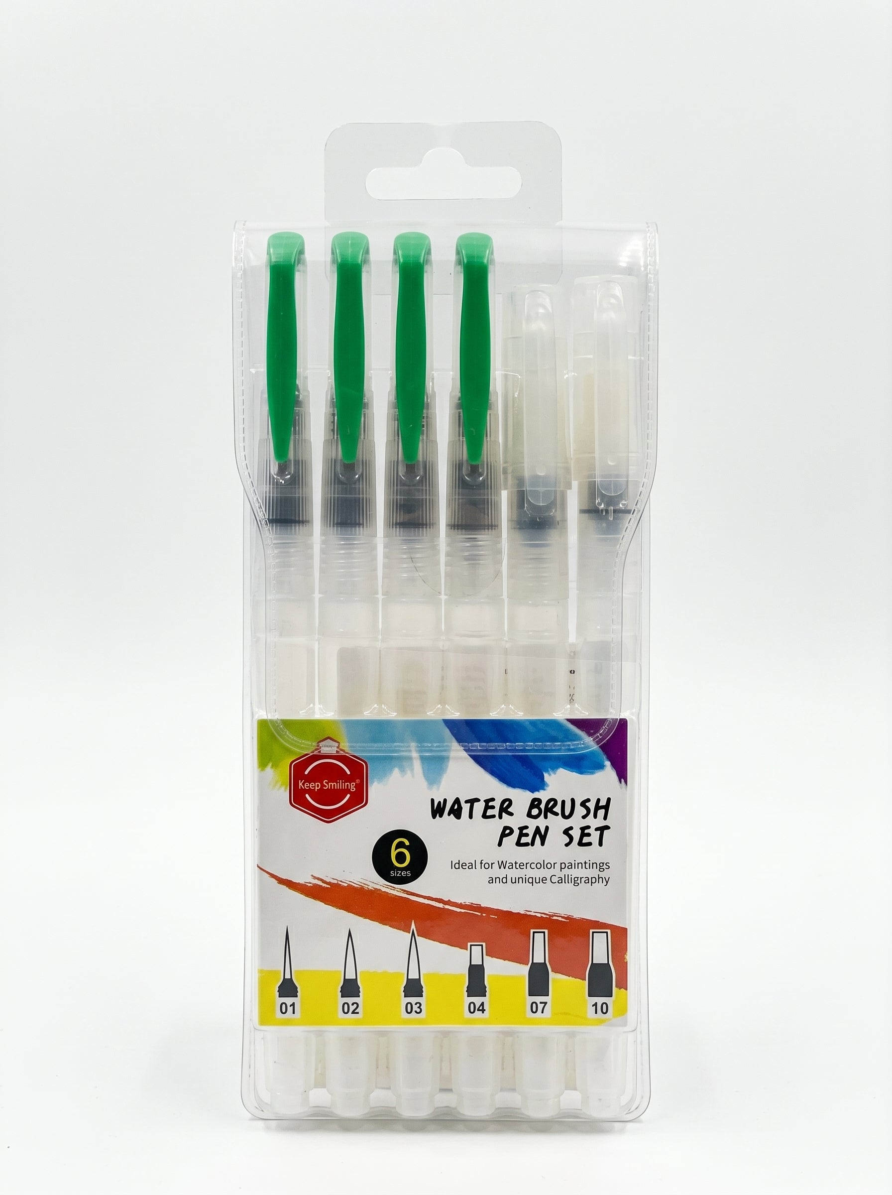 Pinceau à réservoir d'eau 6pcs / Keep Smiling - Set Complet pour Aquarelle