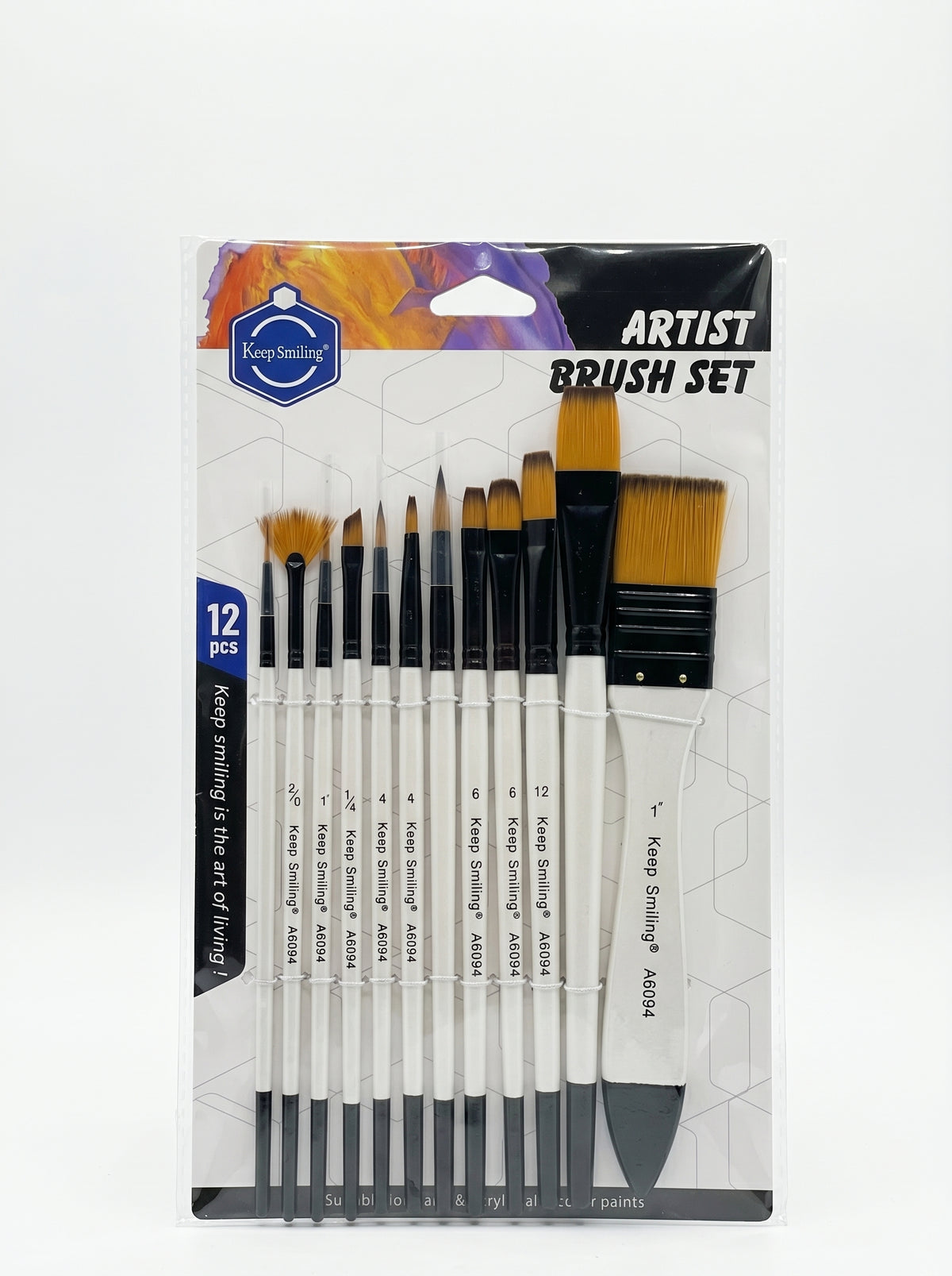 Set de pinceaux d'art mixte - Kit de 12 pinceaux multi-formes