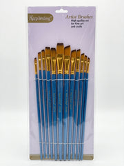 Pinceau biseauté manche long – Set de 13 pinceaux d'art haute qualité