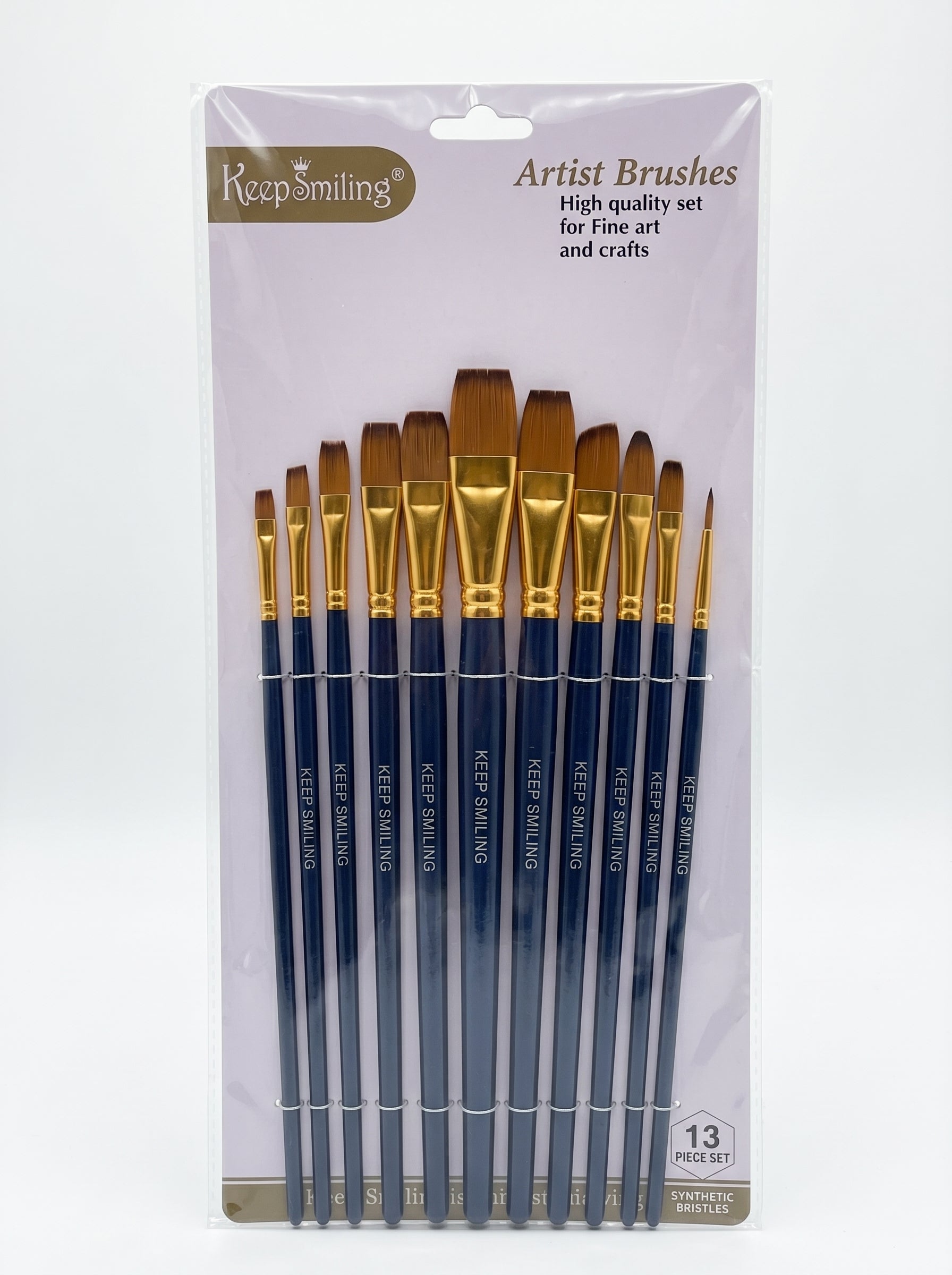 Set de pinceaux peinture premium - 13 pièces d'art plats et assortis