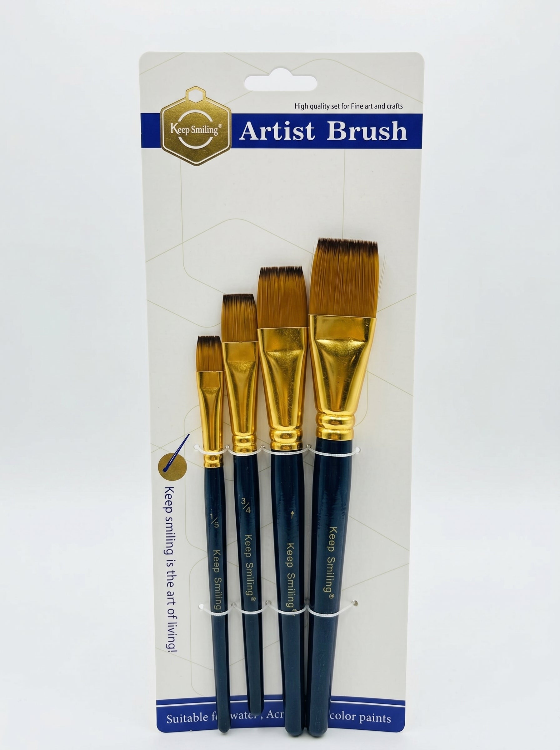 Pinceau plat large peinture - Set de 4 pinceaux beaux-arts haute qualité