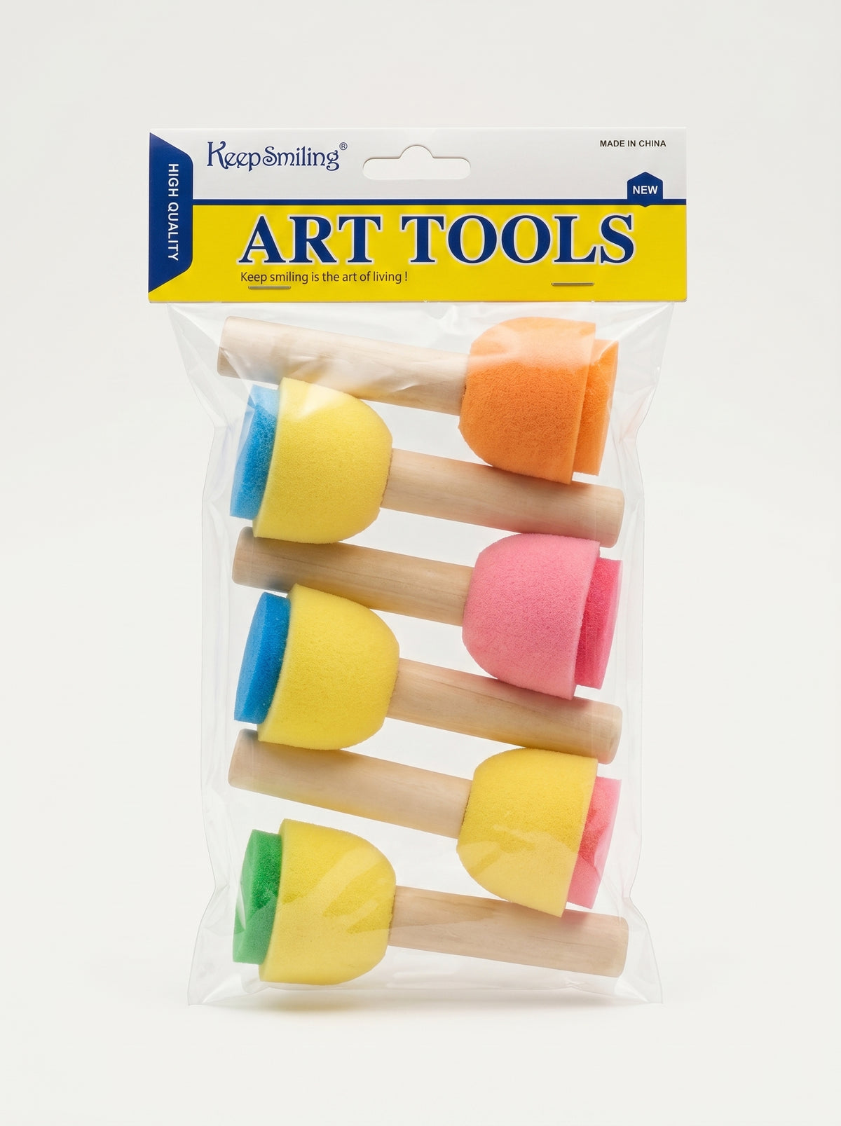 Set de pinceaux éponge et pinceau mousse enfant Keep Smiling pour activités de peinture en maternelle.