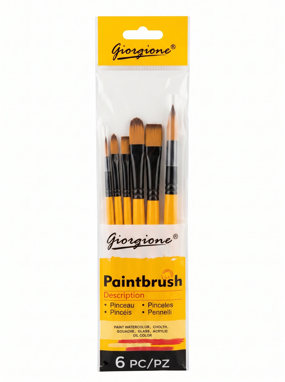 Set de 6 Pinceaux Giorgione - Pinceaux Ronds et Plats pour Artistes