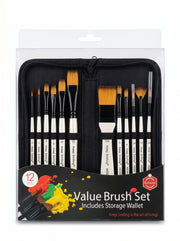 Set de Pinceaux 12 Pièces avec Pochette - Kit Peinture Beaux-Arts