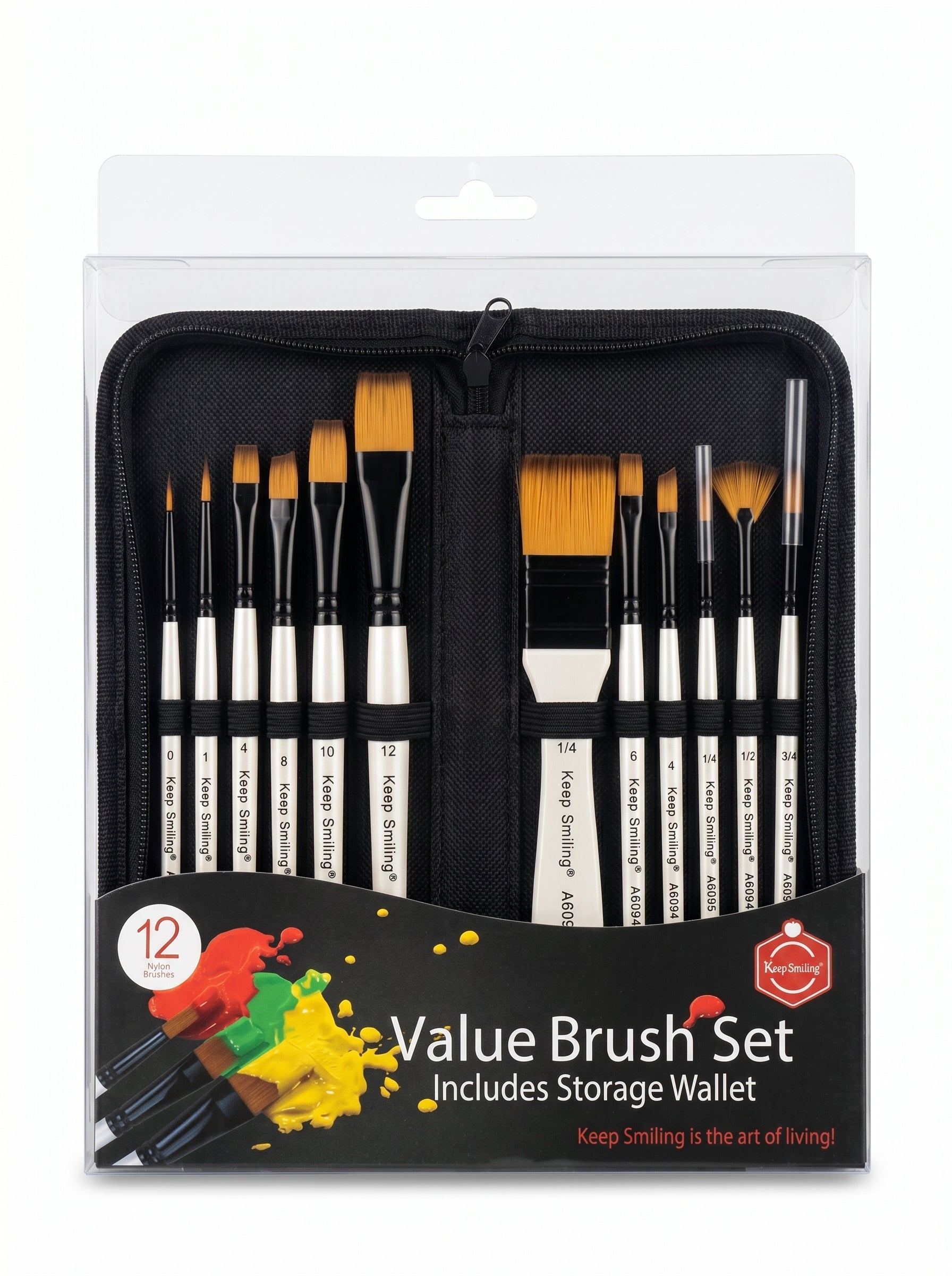 Set de Pinceaux 12 Pièces avec Pochette - Kit Peinture Beaux-Arts