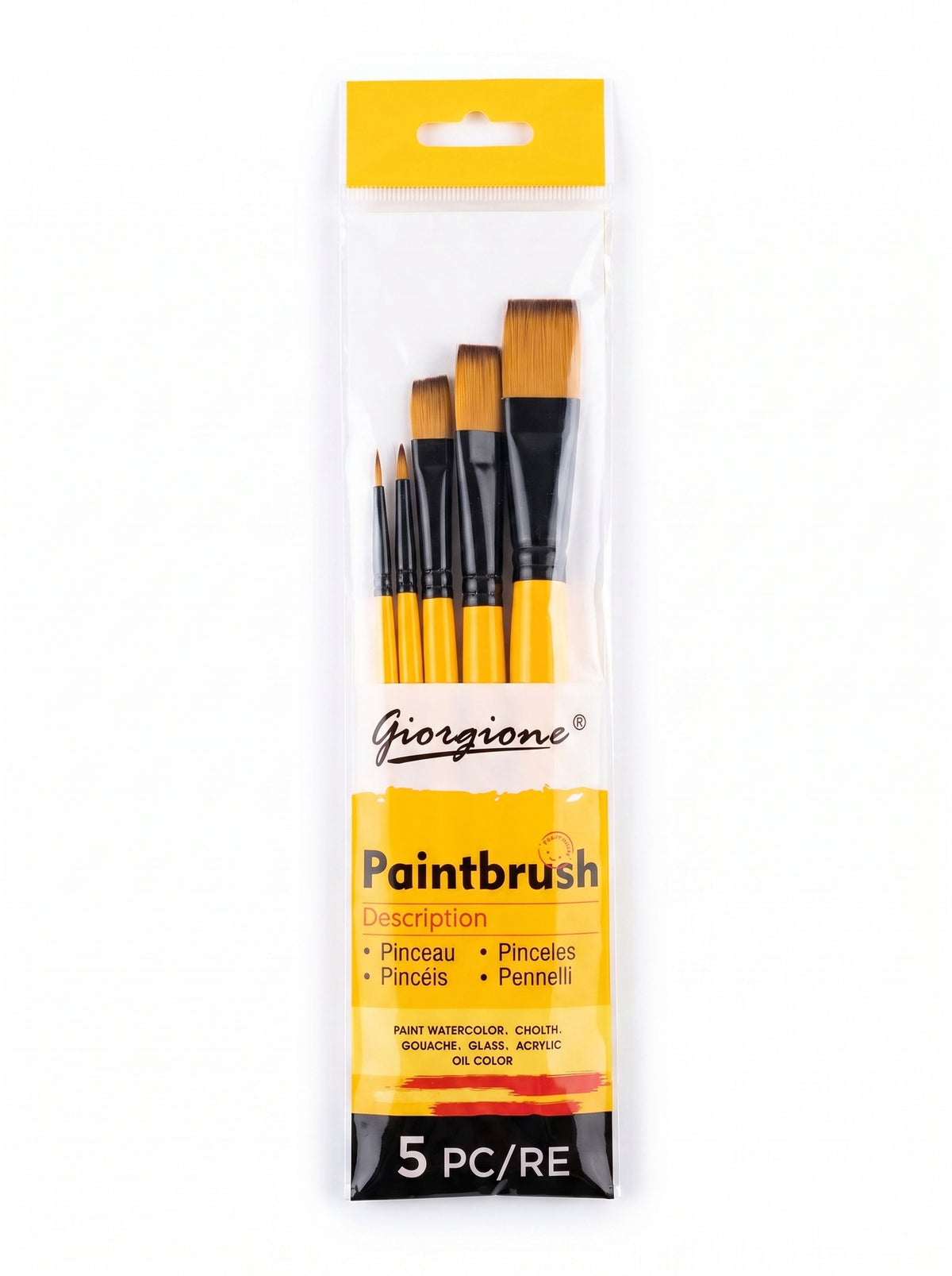Lot de 5 Pinceaux Plats Simples GIORGIONE