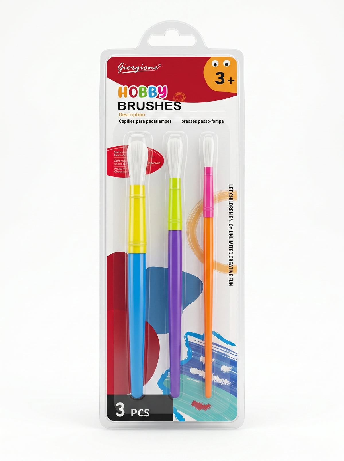 Pinceau rond peinture – Set de 3 pinceaux avec manche (Série 1/288)
