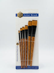 Set 6 pinceaux plats Keep Smiling - Kit Peinture Acrylique et Gouache