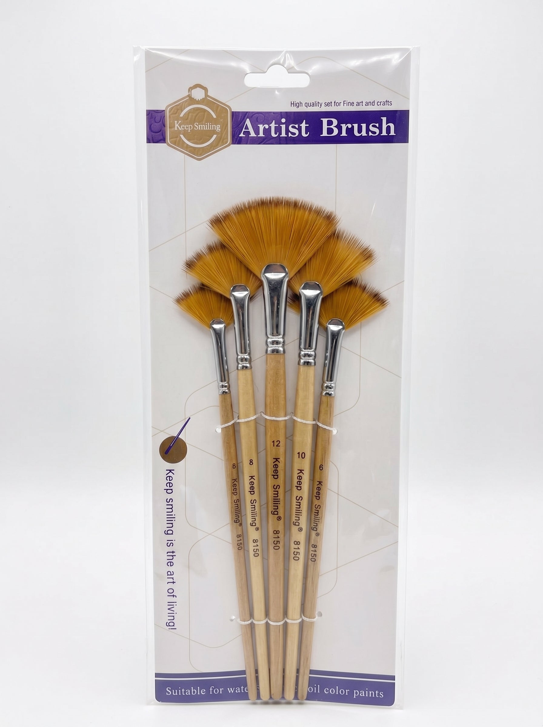 Pinceau éventail 5pcs / Keep Smiling - Set de Pinceaux pour Peinture