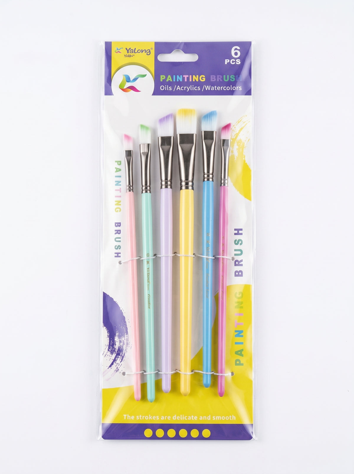 Pinceau plat long peinture – Set de 6 pinceaux Yalong To Go