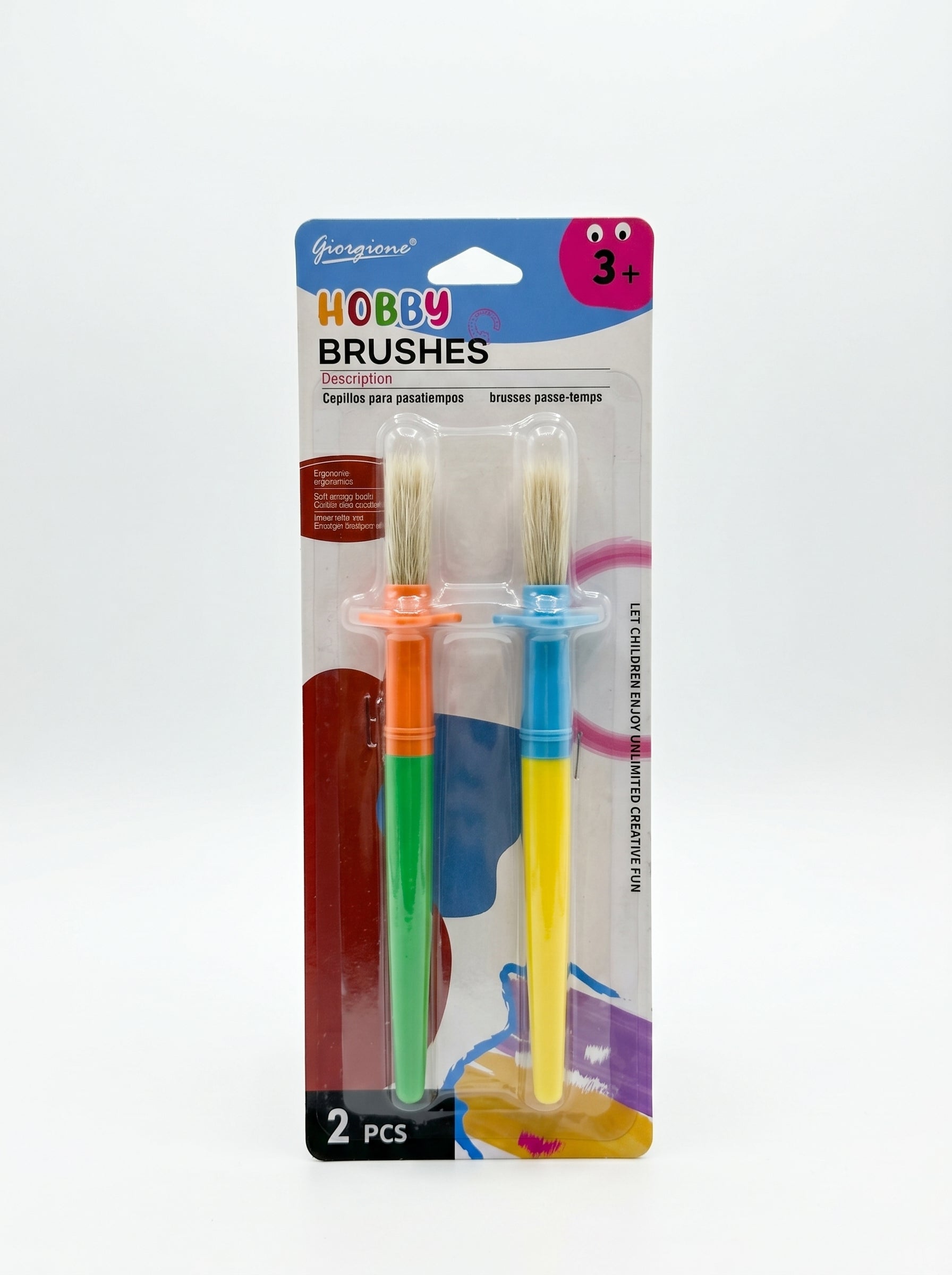 Set de 2 pinceaux ronds peinture – Manche ergonomique pour artistes