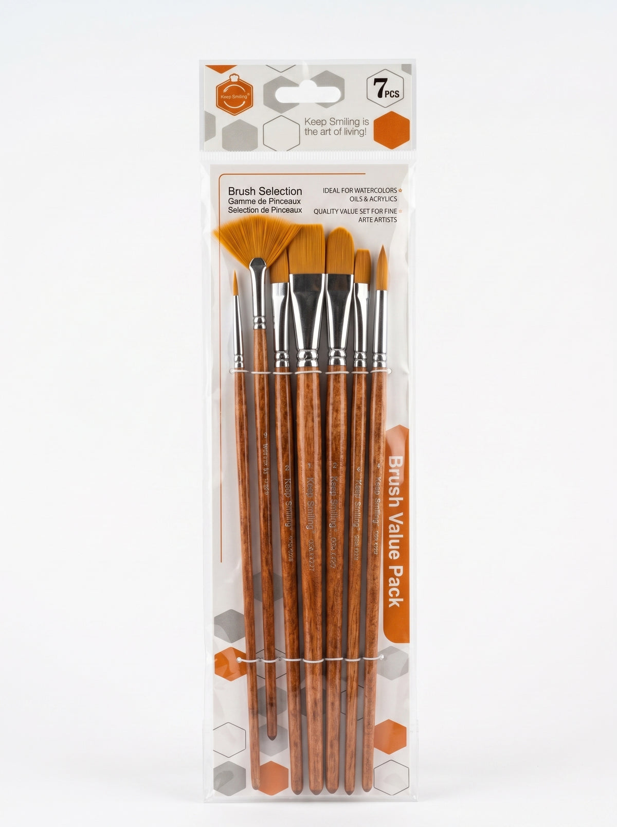 Set de pinceaux peinture assortis - 7 pièces d'art à manche long (Brush Selection)