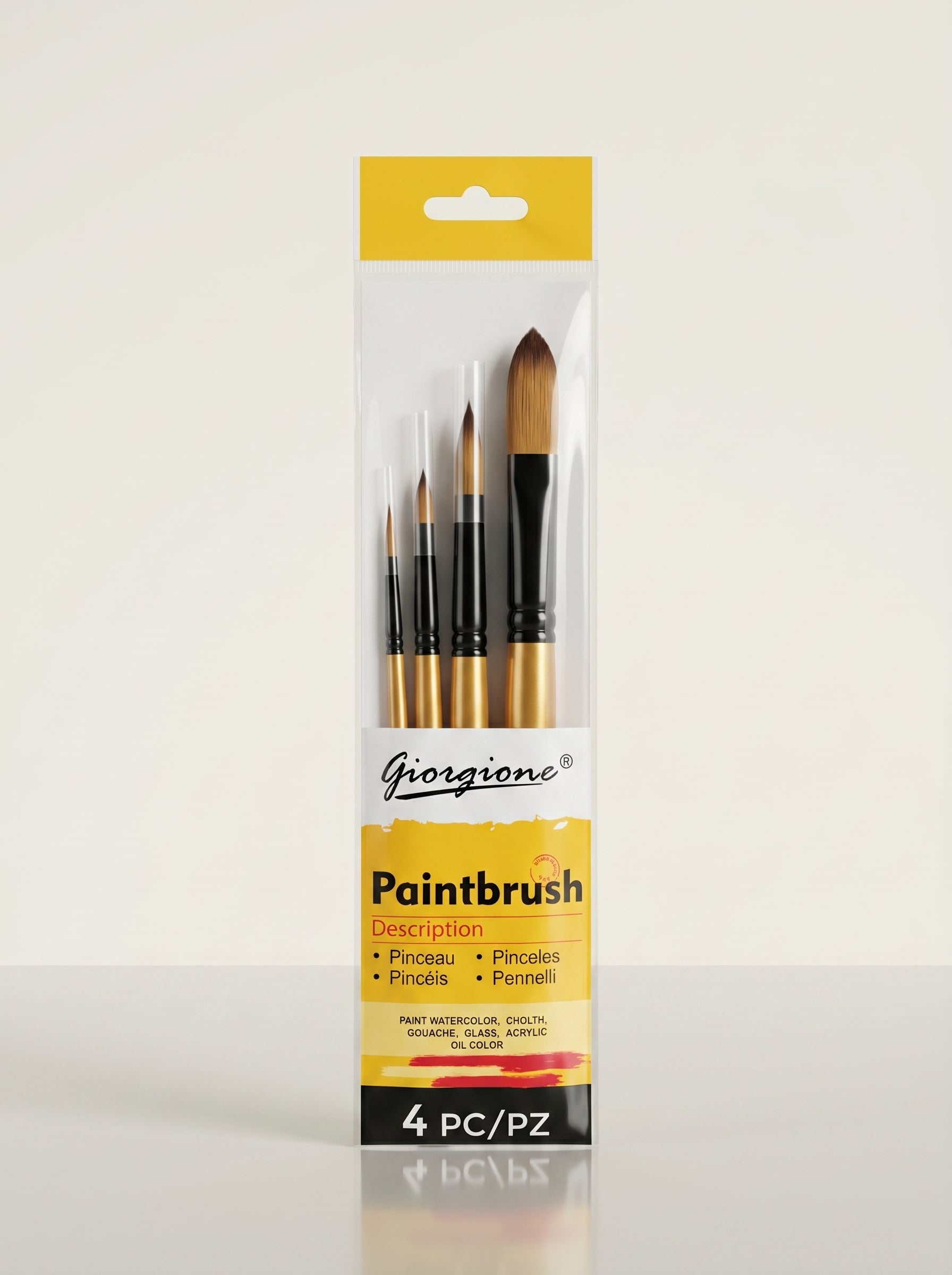 Lot de 4 Pinceaux Ronds Simples GIORGIONE - Kit de Peinture