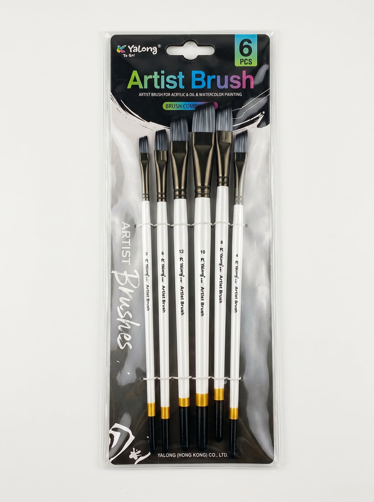 Set de 6 Pinceaux Plats Simples Yalong To Go - Idéal Arts & Loisirs