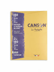 Canson Papier Dessin Blanc 180g | Format 24x32 cm | 10 Feuilles