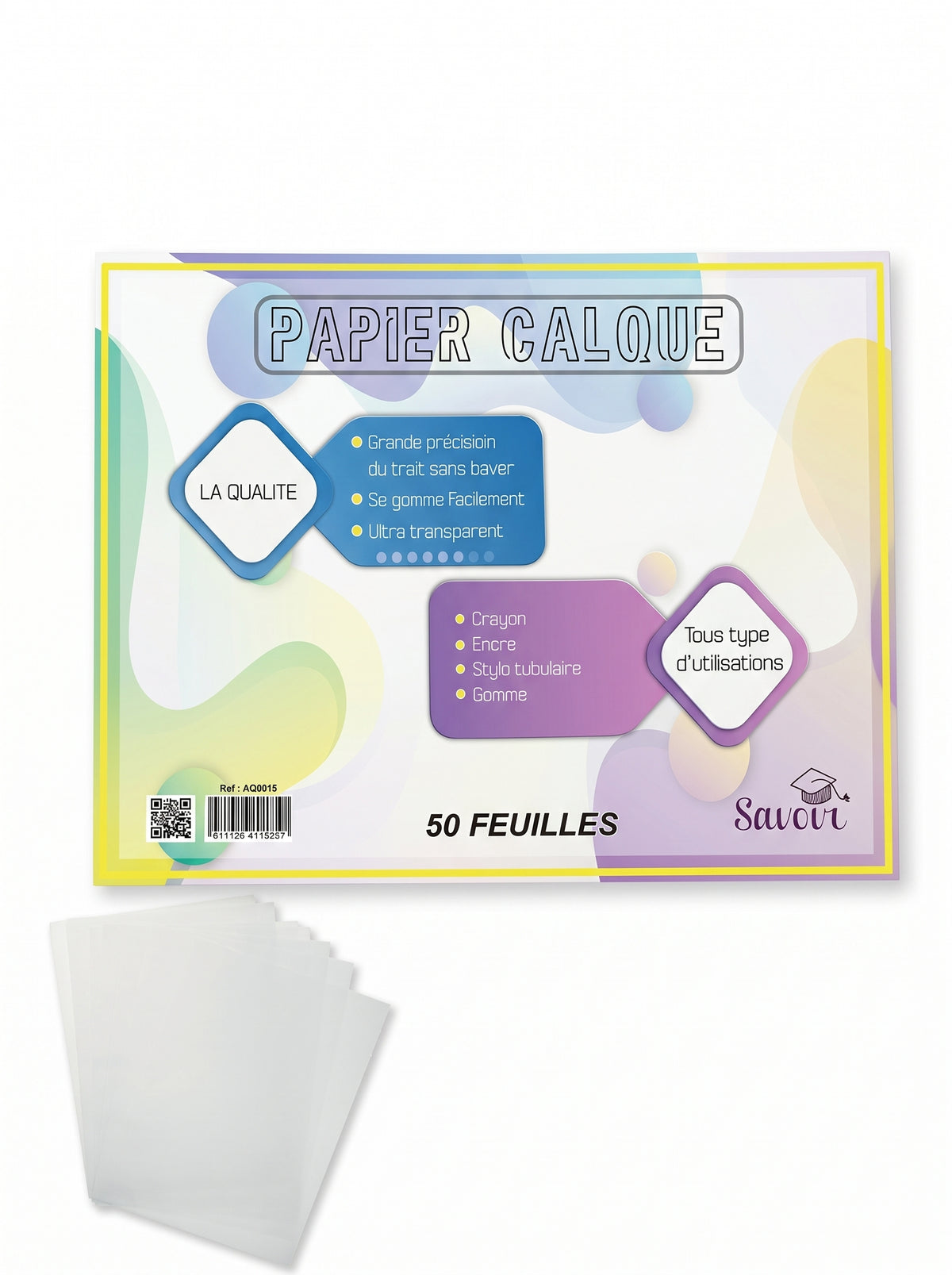 Papier calque Savoir 50 feuilles - Pochette haute transparence