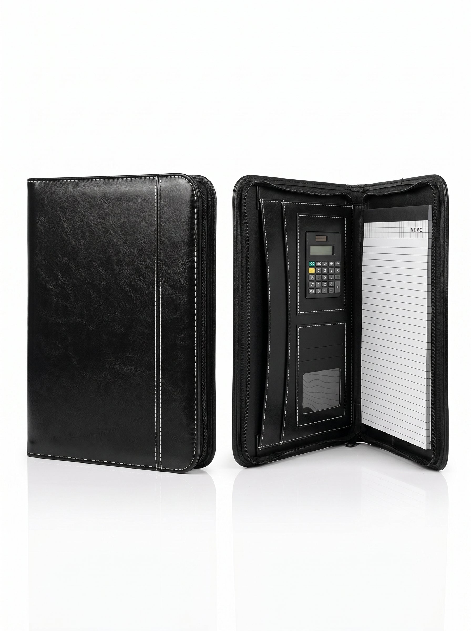 Porte-documents Portfolio A4 + Bloc + Calculatrice En Noir