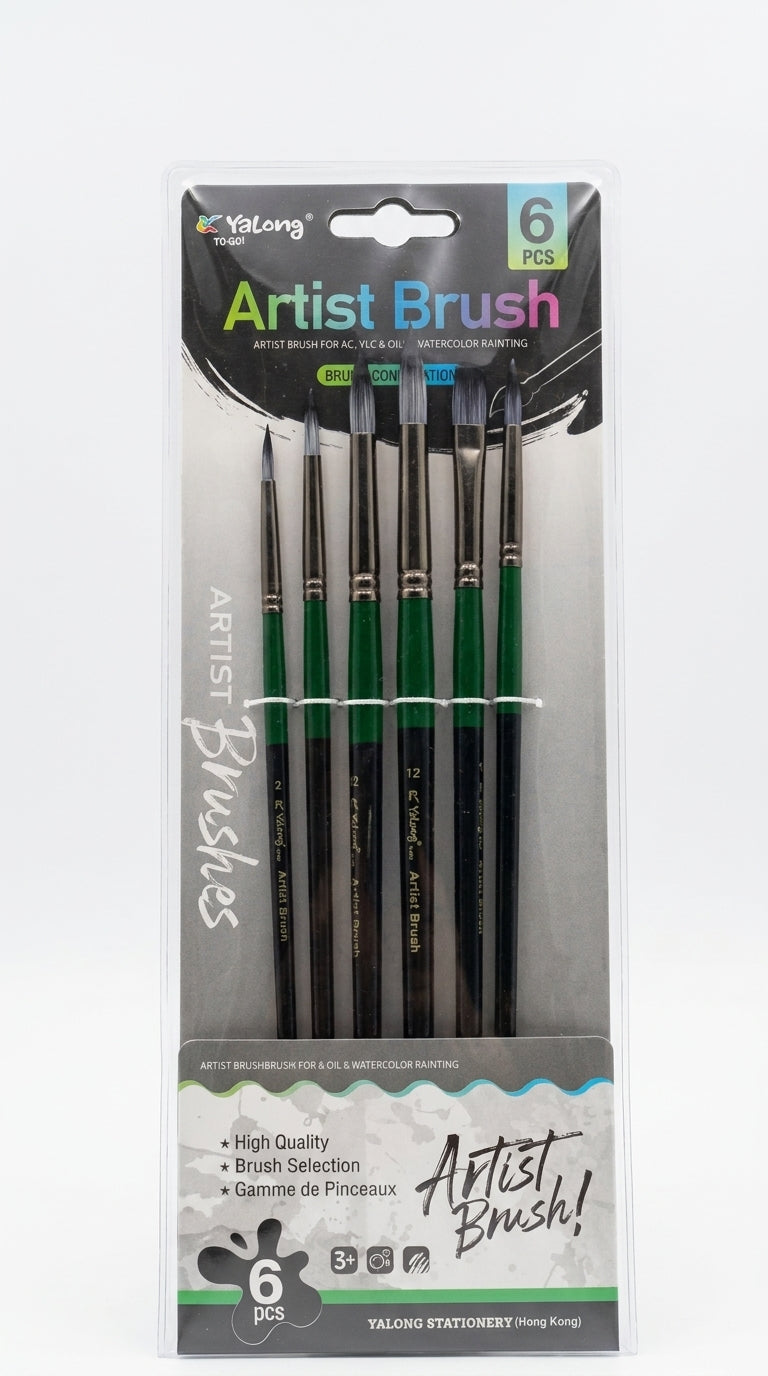 Lot de 6 Pinceaux Ronds Yalong To Go – Accessoires de Dessin Incontournables