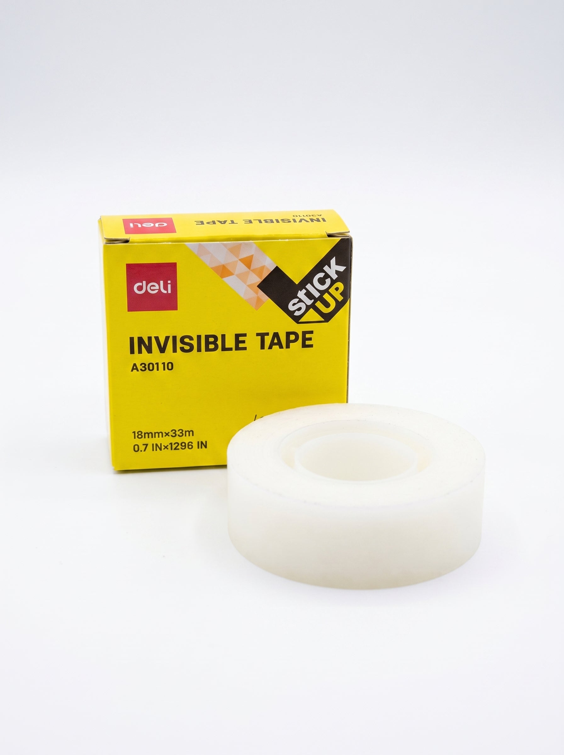Rouleau de ruban adhésif invisible Deli 18mm x 33m pour réparations propres.