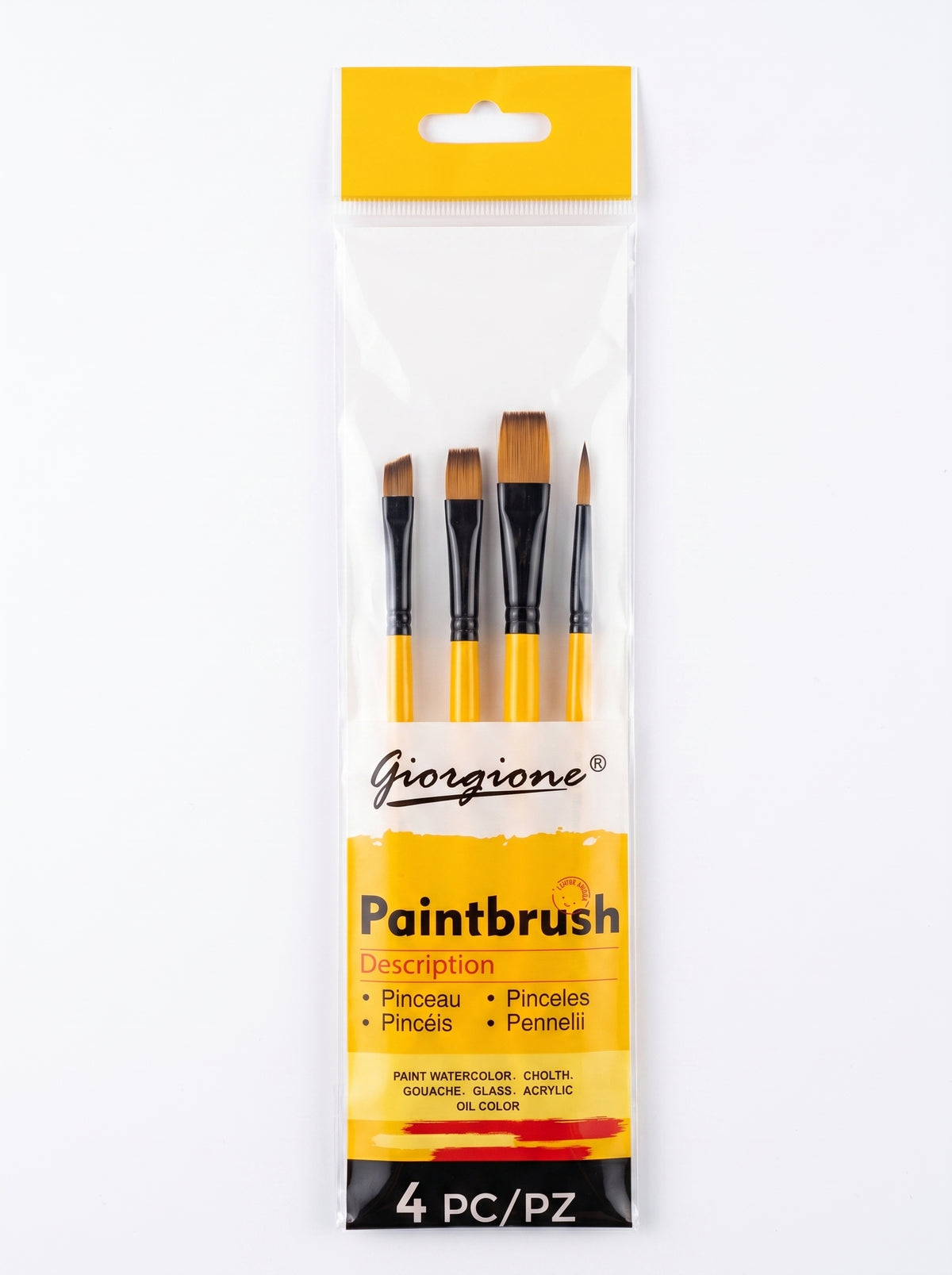 Set de 4 Pinceaux Rond Simples Yalong – Idéal pour Peinture et Loisirs Créatifs