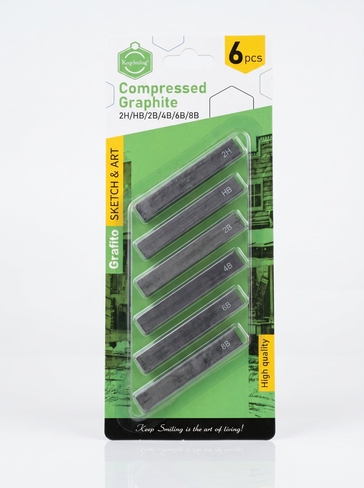Set Fusains Graphite 6 pièces Keep Smiling - Gradations 2H à 8B