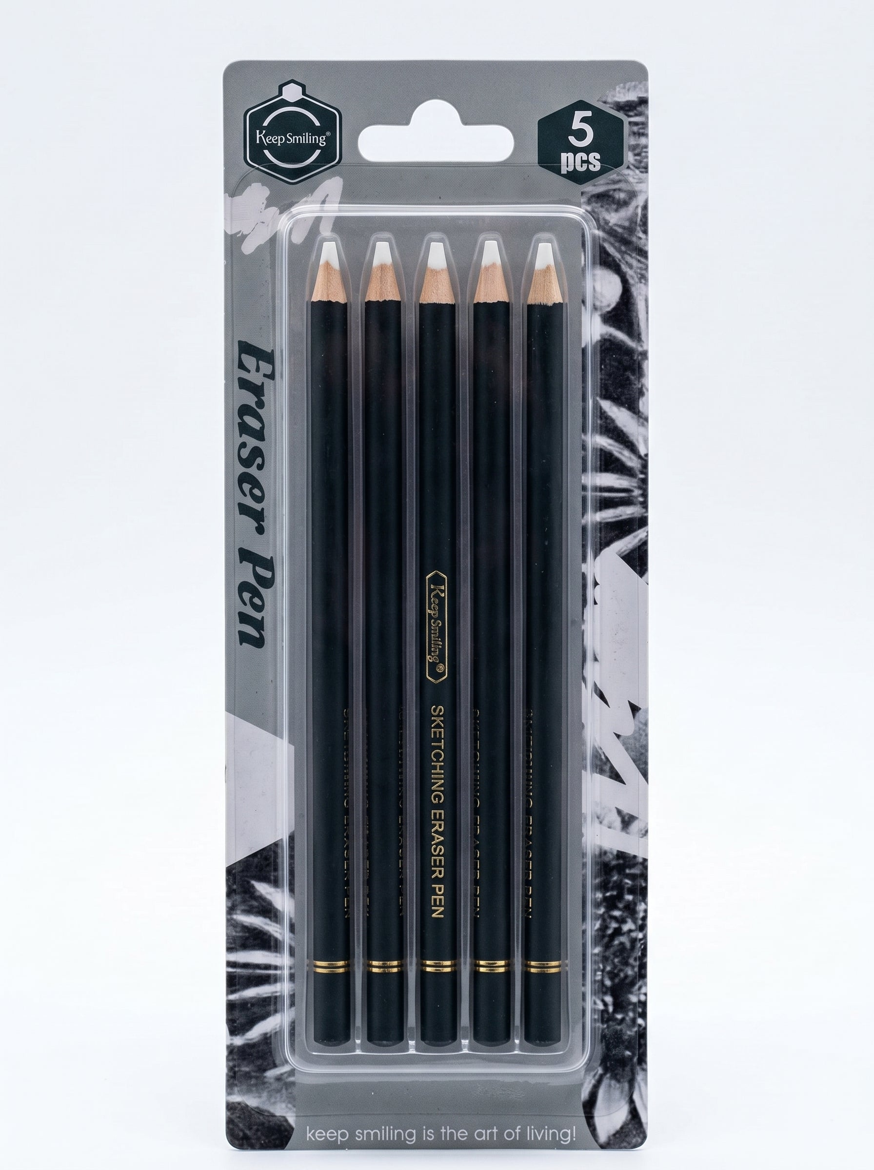 Crayon Gomme 5 Pièces Dessin Artistique Keep Smiling Image principale du produit