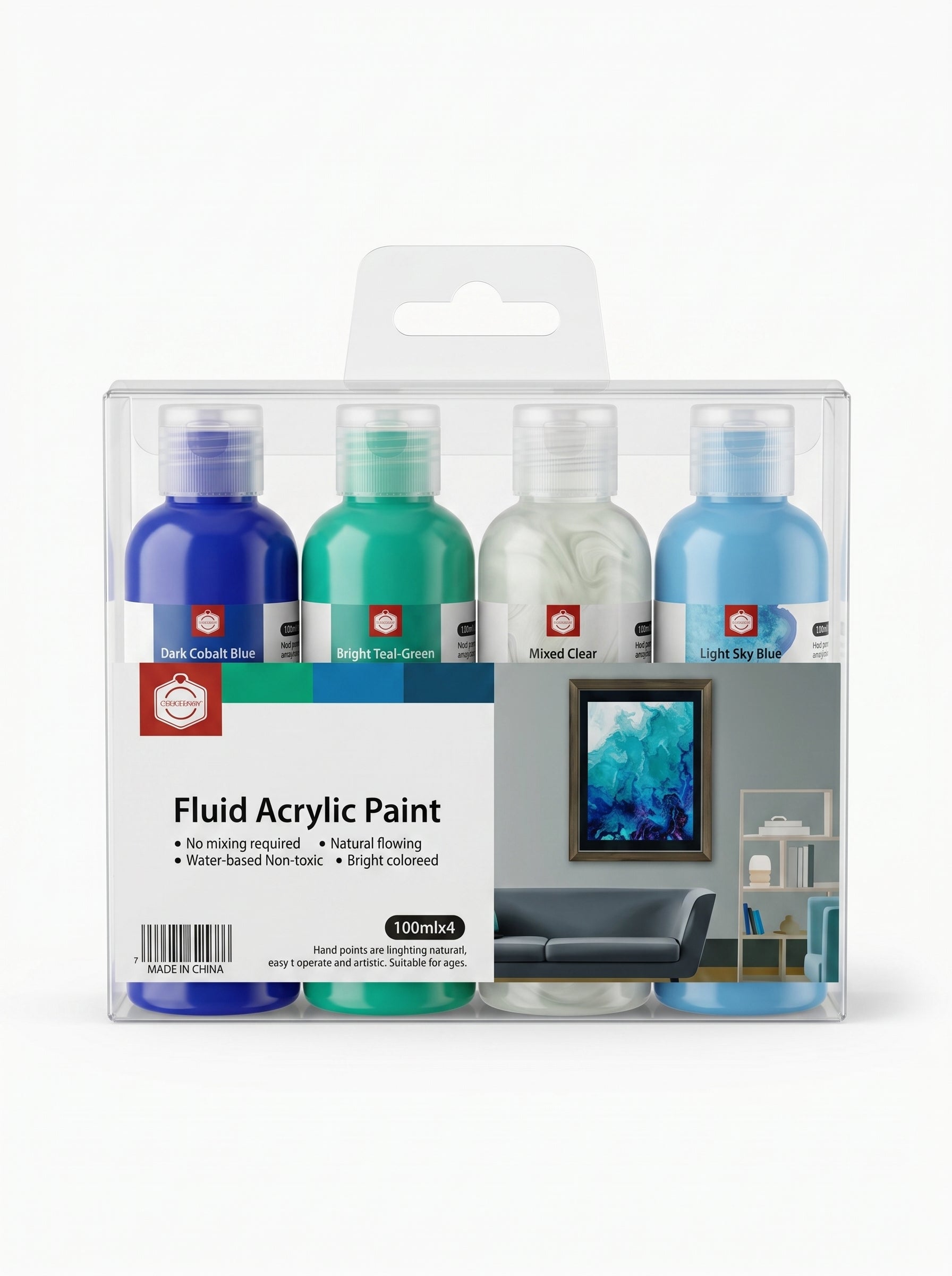 Lot Peinture Acrylique 100 ml 4 pcs - Matériel Scolaire et Art