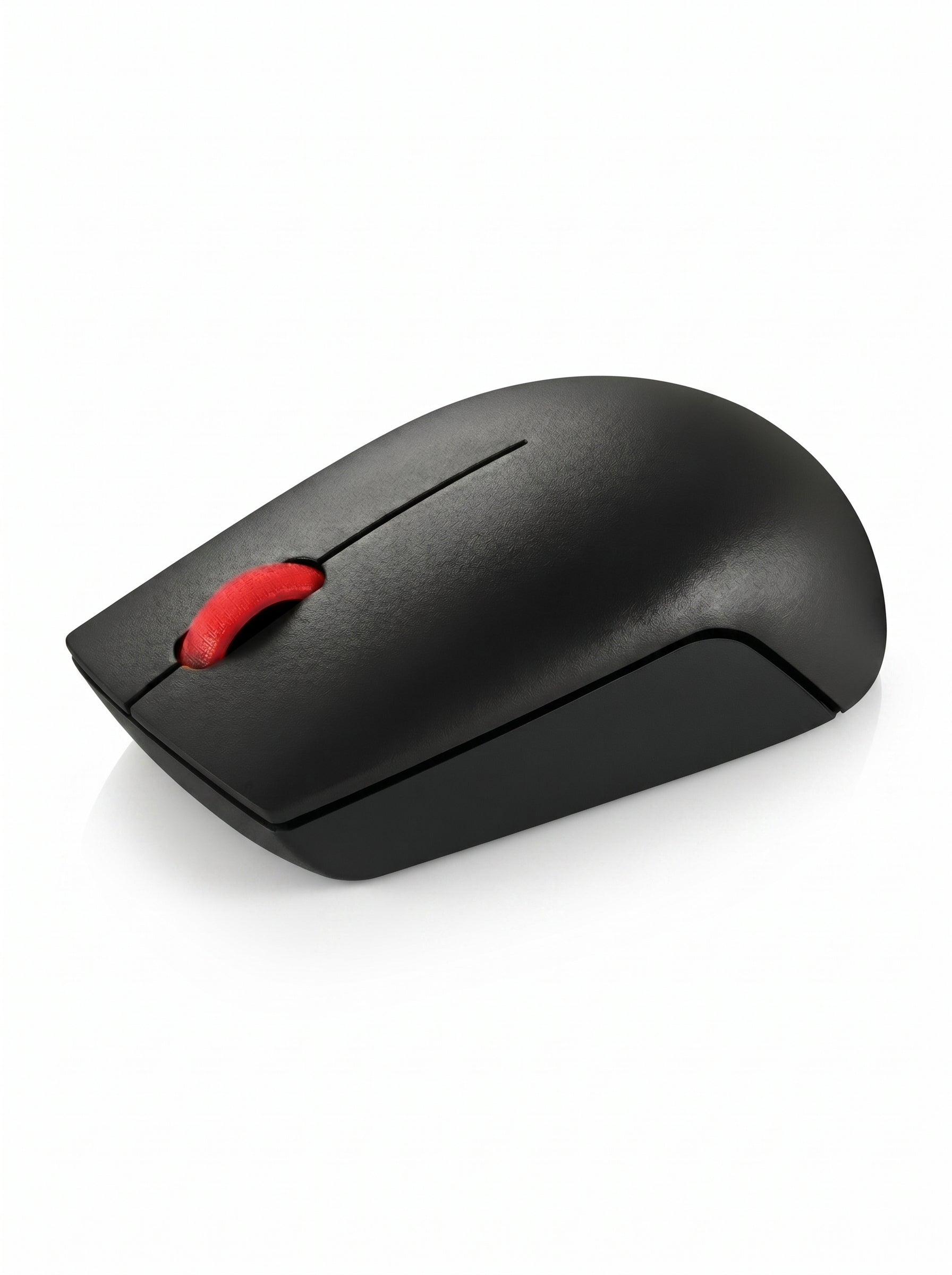 Souris sans fil Lenovo 300 compacte posée sur un tapis de souris professionnel.