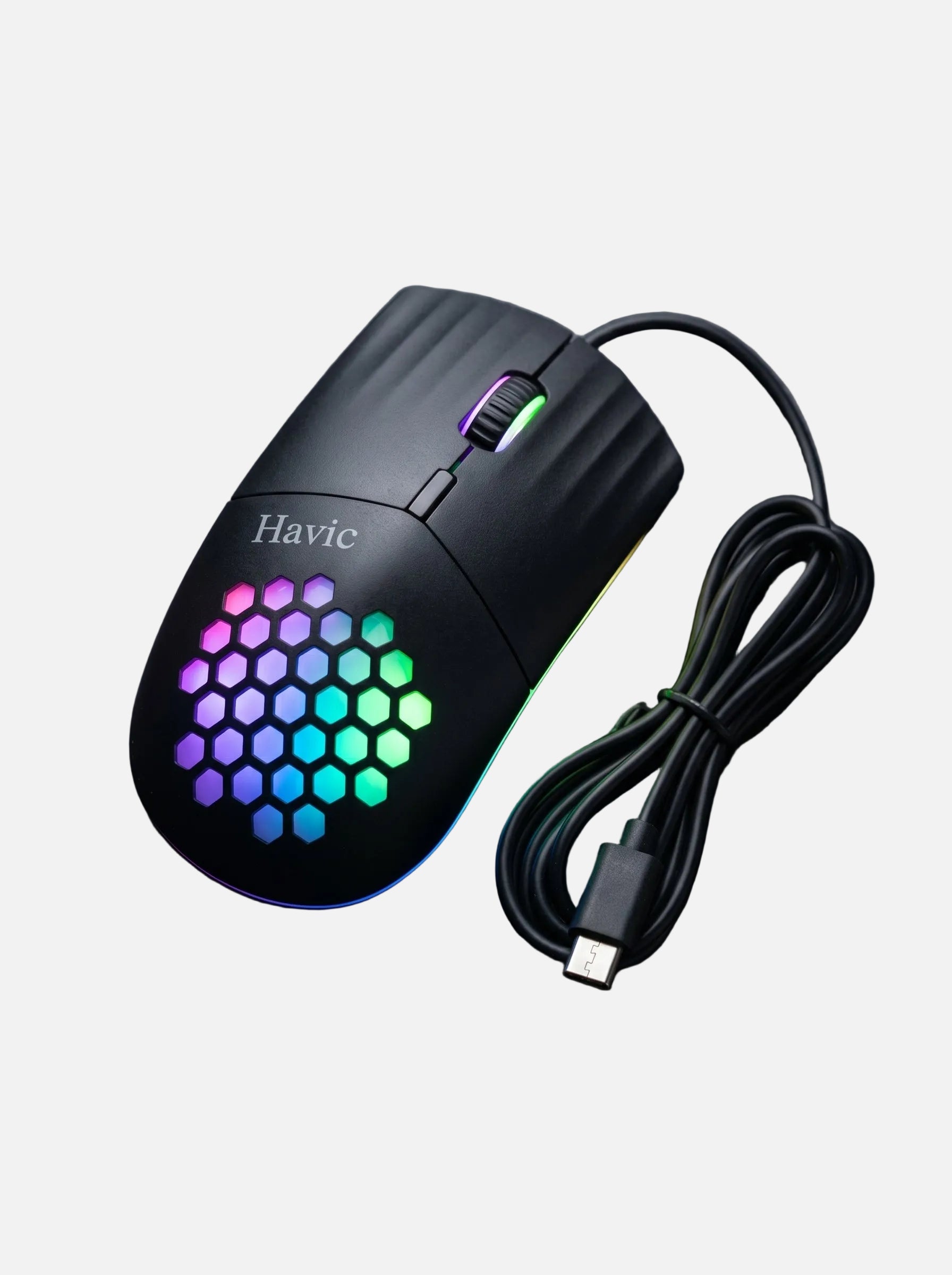 Souris filaire HaviC avec câble USB robuste pour bureau et PC.