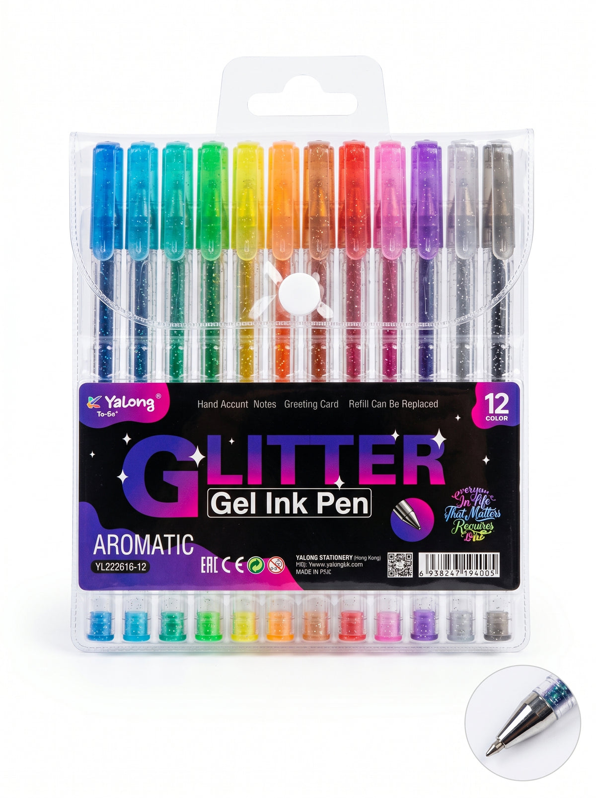 12 Stylos Gel Brillants Yalong – Couleurs Intensives