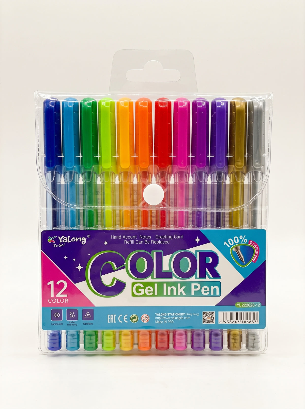Stylos à Bille Gel Yalong – 12 Pièces – Pour une Écriture Douce et Précise