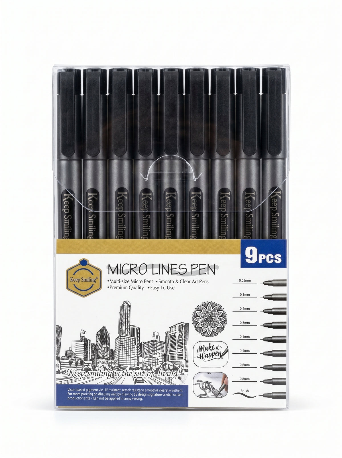 Stylo Graphmaster 9 Pièces KEEP SMILING - Set de Dessin Professionnel