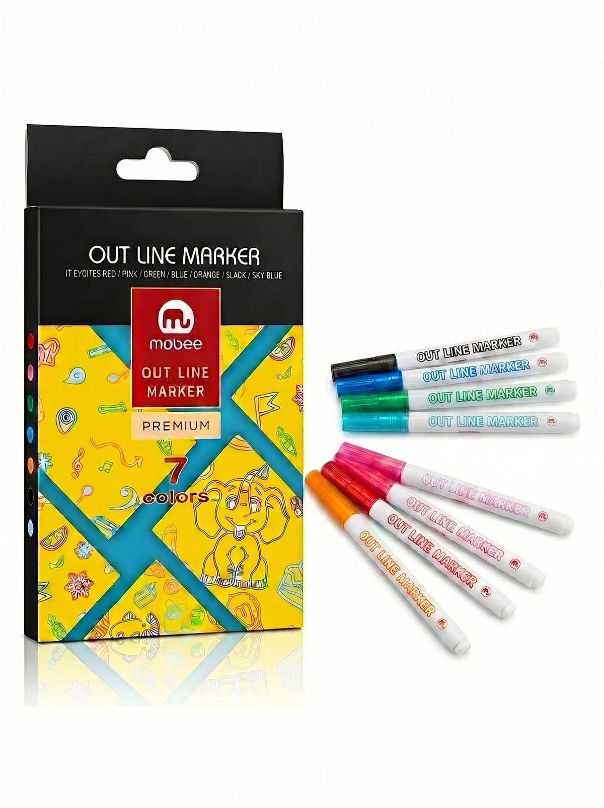 Stylo Feutre Outline 8 Couleurs Mobee - Marqueurs Double Ligne