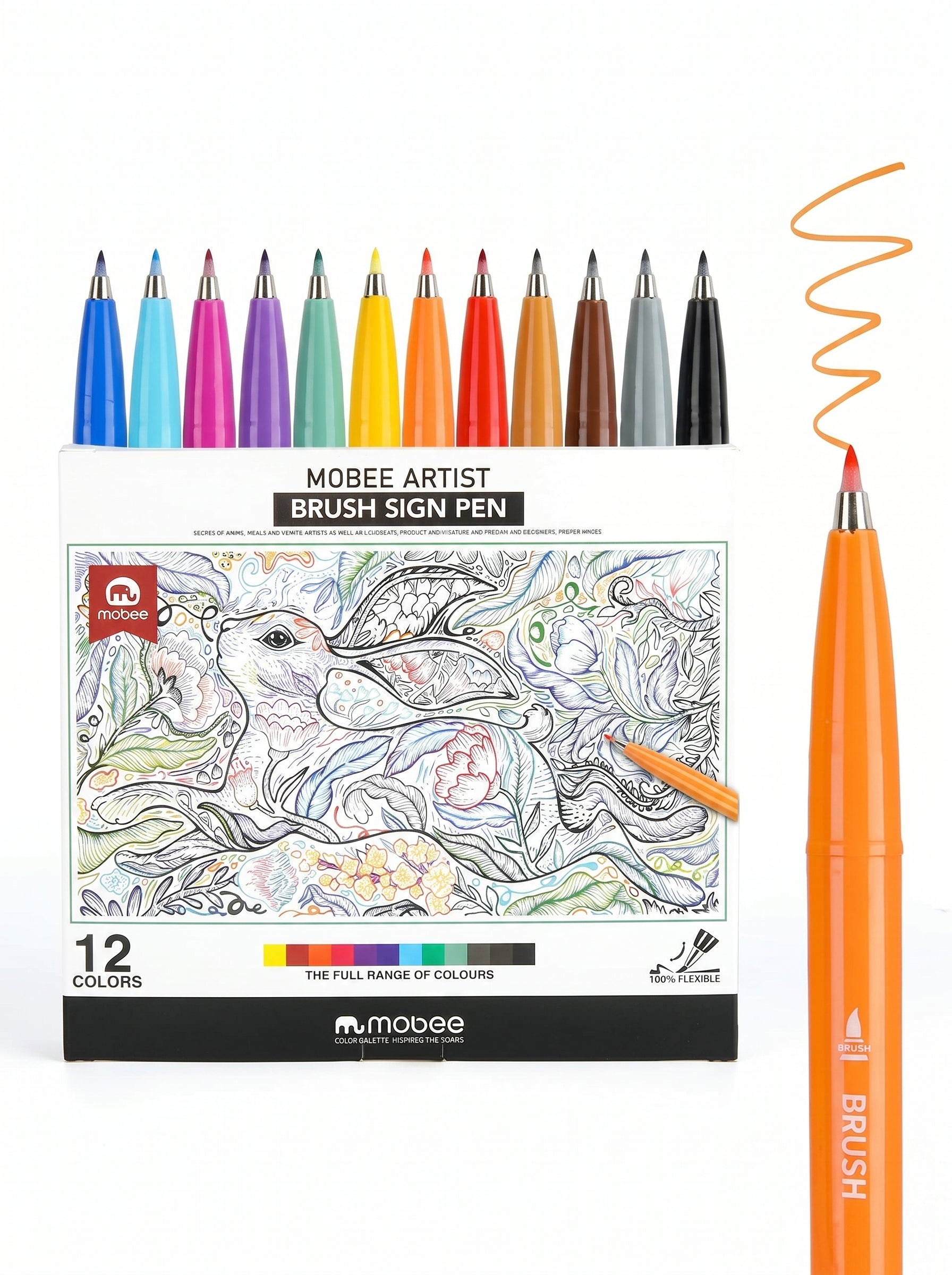 Feutres Pinceau (Brush) MOBEE - 12 Couleurs pour Lettrage