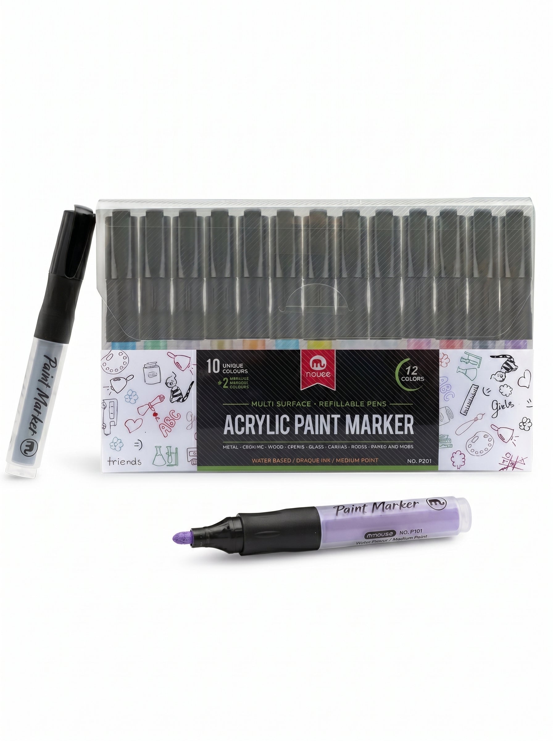 Marker peinture acrylique Mobee 12 pcs – Feutre de qualité supérieure