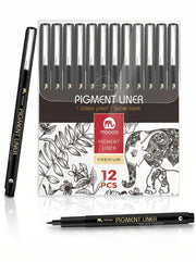Stylo Feutre Pigment Liner 12 Pièces MOBEE - Pointe de Précision