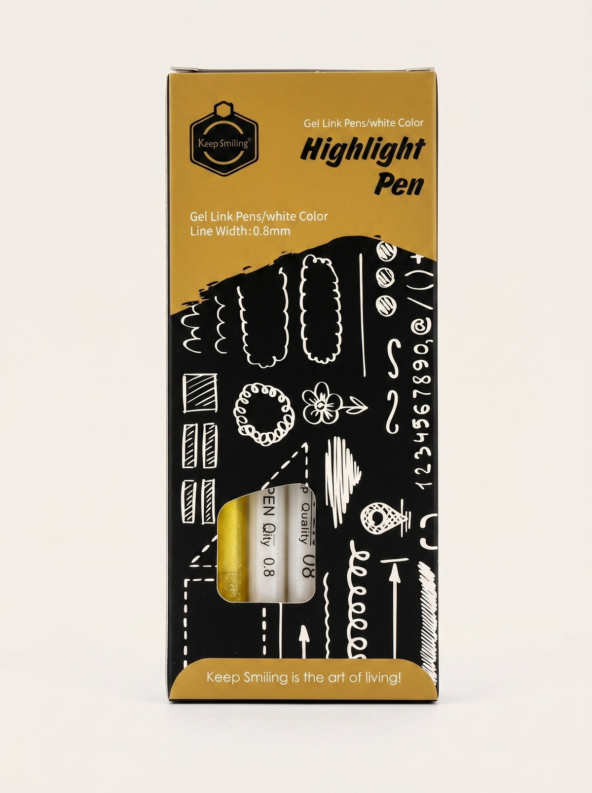 Stylos Gel Ink KEEP SMILING 12 Couleurs - Pointe 0.8 mm (Lot de 12)