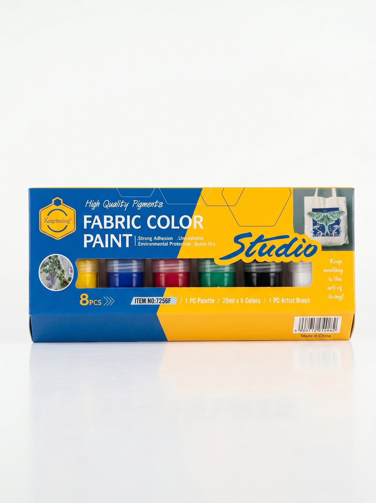 Peinture sur tissu Keep Smiling 8 couleurs - Coffret de décoration créative