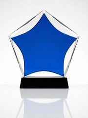 Trophy verre pour bureau avec boite - Design Étoile Bleue Premium