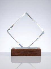 Trophy verre et bois pour bureau avec boite - Design Diamant Premium