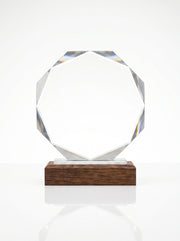 Trophy verre et bois pour bureau avec boite - Design Octogonal Premium