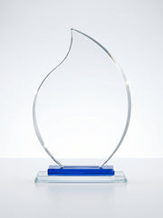 Trophy Verre Pour Bureau Avec Boite - Design Flamme Base Bleue