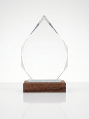 Trophy Verre et Bois pour Bureau avec Boite - Design Flamme Personnalisable