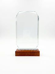 Trophy Verre et Bois pour Bureau avec Boite - Design Classique Biseauté