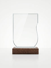 Trophy Verre et Bois pour Bureau avec Boite - Design Moderne et Asymétrique